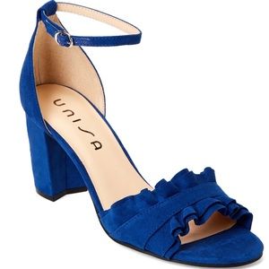 NEW Royal Blue Danni Ruffle Ankle Strap Sandals
